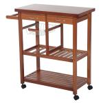 HomCom® Carrito Cocina Servicio Auxiliar Madera Metal Cromado 6 Ruedas(c-2)