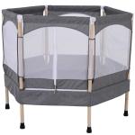 HOMCOM Trampolín Infantil Cama Elástica para Niños de 3-12 Años Jardín Traspatio con Red de Seguridad Carga 50kg 126x109x98cm Gris(c-1)