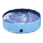 PawHut Piscina Plegable para Perros Gatos Bañera Portátil para Mascotas PVC Antideslizante Múltiples Usos para Interiores y Exteriores Ø80x20 cm Azul(c-6)