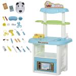 HOMCOM Centro Médico veterinario con 43 Piezas Juego de Rol Educativo para Niños de +3 Años con Herramientas Estante y Armario 50x32x86 cm Azul(c-2)
