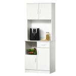 HOMCOM Mueble Aparador auxiliar de Cocina Alacena Buffet Armario de Comedor con Estantes Interiores Ajustables y Cajón 80x48x170 cm Blanco(c-4)