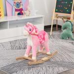 HOMCOM Caballito Balancín para Bebé de +18 Meses Suave con Forma de Cisne Sonidos Reposapiés y Cinturón 60x33x59 cm Blanco y Gris(c-2)