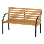 Outsunny Banco de Jardín de 2 Plazas Metal con Respaldo Alto y Reposabrazos para Exterior Parque Patio Terraza Estilo Rústico Carga Máx. 220 kg 108x63x80,5 cm Negro(c-1)