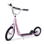 HOMCOM Patinete Scooter Monopatín con Manillar para Niños y Adultos con Frenos 125x58x92-100cm Carga Máx. 100 kg Material de Acero Rosa(c-2)