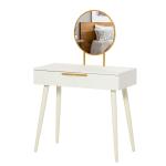 HOMCOM Tocador con Espejo con 2 Cajones 69x49x136 cm Blanco y Rosa(c-3)