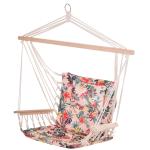 Outsunny Silla Colgante Estampado Floral Hamaca con Cojín Reposacabezas para Interior Exterior 100x106 cm Carga Máx. 105 kg(c-1)