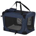 PawHut Transportín Perro Gato Bolsa de Transporte Portátil y Transpirable para Mascotas Plegable con Cojín 3 Puertas y Ventana de Malla 2 Bolsillos 60x41,5x41 cm Azul Oscuro(c-3)