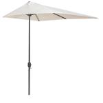 Outsunny Sombrilla Semicircular 230x130x245 cm Parasol para Pared de Jardín con Manivela y Mástil de Metal de Ø38 mm Terraza Balcón Crema(c-2)