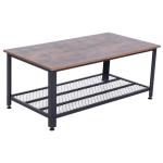 HOMCOM Mesa de Centro Mesa de Café con 2 Estantes para Salón Sala de Estar Dormitorio Estilo Vintage Madera 100x60x46 cm Marrón Rústico(c-3)