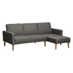 HOMCOM Sofá de 3 Plazas Acolchado con 3 Cojines y Reposabrazos Espacio de Almacenaje Estilo Moderno para Salón Dormitorio 166,5x62x82 cm Gris(c-3)