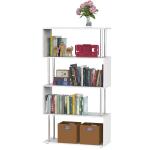 HomCom Librería Muebles para Oficina Estantería Color grano de madera blanca Madera y Metal 145x80x30cm(c-2)