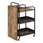 HOMCOM Carro de Cocina con Ruedas Carrito Auxiliar con Estantes de 3 Niveles Hoja Abatible y 2 Portavasos Multiusos para Comedor 118x36,5x82 cm Marrón Rústico(c-1)