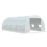 Outsunny Invernadero de Túnel 8x3x2 m Acero y PE 140g/m² Cultivo Plantas Tomates Verduras con 12 Ventanas y Puerta Enrollable Blanco(c-1)