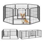 HOMCOM Parque para Mascotas Perros 8 Vallas 80x100cm Corral Plegable con Puerta y Doble Pestillo Paneles Metálicos Cerca de Entrenamiento Negro(c-3)