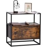 HOMCOM Mueble Auxiliar de Estilo Industrial Retro con Gran Cajón Estante Abierto Superficie Espaciosa Marco de Metal Mesa Multifuncional 73x45,5x76 cm(c-2)