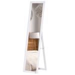 HOMCOM Espejo Joyero Armario de Joyería Montado en Pared o Colgado en Puerta con 2 Cajones Altura Ajustable 35.5x9.5x102cm(c-3)