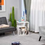 HOMCOM Mesa de Sofá para Salón Dormitorio Mesita de Noche Multifuncional 2 Cajones Compartimento Revistero Lateral Tabla Giratoria con 4 Ruedas 60x40x80-90 cm Blanco(c-2)