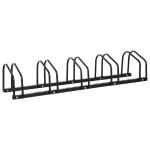 HOMCOM Aparcamiento para 4 Bicicletas Soporte de Acero para Aparcar Bicicletas en el Suelo Estacionamiento para Interior y Exterior 100x33x27 cm Negro(c-2)
