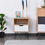 HOMCOM Mesita de Noche con Pies Elevados Cajón y Estante Color Madera Natural 40x30x51 cm(c-3)