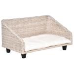 PawHut Sofá Cama para Perros de Ratán Cama Elevada Rectangular para Mascotas Gatos con Cojín Suave y Lavable para Hogar Interior 61x46x24,5 cm Negro(c-2)