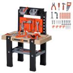 HOMCOM Banco de Herramientas para Niños de +3 Años Banco de Trabajo Infantil Incluye 64 Piezas con 2 Estantes Caja de Almacenaje 50x27x67,5 cm(c-3)