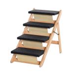 PawHut Escalera de Madera para Mascotas Plegable 2 en 1 Rampa Portátil con 3 Escalones para Acceso al Sofá y Cama Alta 60x47x50 cm Negro y Natural(c-1)