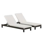 Outsunny Set de 2 Tumbonas de Ratán Chaise Longue con Cojines Acolchados Cubierta Impermeable Silla para Exterior Jardín Patio Terraza Negro(c-1)