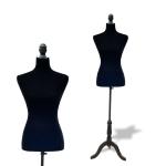 HOMCOM Maniquí Femenino Busto de Señora para Modistas Exhibición Altura Ajustable a 130-168cm Negro(c-1)