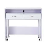 HOMCOM Mesa Doble para Ordenador PC con Cajones y Ruedas 100x36x88cm Blanco(c-4)