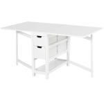 HOMCOM Mesa Plegable de Comedor con Tabla Abatible y 2 Ruedas Mesa Auxiliar Multifuncional para Estudio Cocina 118x70x76,5 cm Roble(c-2)