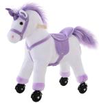 HOMCOM Caballo Pony Mecánico para Cabalgar Balancín con Ruedas Peluche Caballito Juguete con Sonidos 55x23x60cm(c-2)