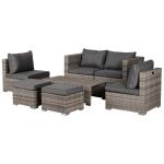 Outsunny Conjunto 8 Piezas de Sofás de Ratán Convertible con Mesa de Centro y Reposapiés Incluye Sillones Individuales 71x68x67cm(c-2)