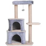 PawHut Rascador para Gatos Árbol Rascador Grande Centro de Actividad Plataforma 2 Caseta Sisal Natural 60x40x92cm(c-3)