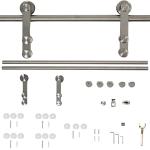 HOMCOM Herraje Puerta Corredera 200 cm Kit de Riel Adecuado para 1 Puerta Granja de Madera de 100 cm de Ancho Acero de Carbono Carga Máx. 90 kg(c-1)
