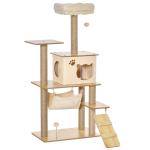 PawHut Árbol Rascador para Gatos Rascador de Gatos Barato Centro de Actividades con Plataformas Cuevas de Felpa Suave Postes para Rascar de Yute Bola Juguete Colgante 60x34x136 cm Beige(c-3)