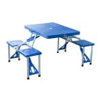 Outsunny Mesa Plegable para Camping con 4 Asientos y Orificio Sombrilla Estructura Aluminio Playa Picnic 84,5x64,5x66cm Verde(c-1)