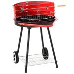 Outsunny Parilla Barbacoa de Carbón con Rejilla a Diferentes Alturas Parilla de Calentamiento con Estante Redondo 51x70x75,5 cm Rojo y Negro(c-2)