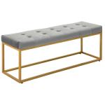 HOMCOM Banqueta Multifuncional Banco Taburete Pie de Cama con Asiento Acolchado y Patas Metálicas 120x35x42 cm Gris y Dorado(c-1)
