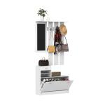 HomCom® Conjunto de Muebles de Entrada Recibidor Pasillo Set de 3 Piezas Perchero Espejo Zapatero con Cajón 90x22x116cm(c-5)