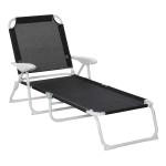 Outsunny Tumbona Reclinable y Plegable de Jardín con Respaldo Ajustable en 4 Posiciones Marco de Metal Textilene Transpirable 160x66x80 cm Gris(c-3)