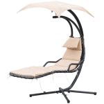 Outsunny Tumbona Colgante con Sombrilla Hamaca Sillón Balancín para Jardín con Toldo Estructura Estable de Acero 190x115x190 cm Beige(c-2)