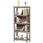 HOMCOM Estantería Librería de 4 Niveles con Laterales Reforzados de Metal para Sala de Estar Oficina Estudio 78x32,5x167 cm Marrón Rústico(c-1)