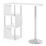 HOMCOM Mesa de Bar Bistro Mueble Auxiliar de Comedor Industrial con 2 Estantes y Dispositivo Antivuelco de Metal y Madera Carga 100 kg 120x50x100 cm Nogal(c-2)