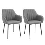 HOMCOM Juego de 2 Sillas de Comedor Decorativas Tapizadas en Lino Transpirable con Respaldo Ergonómico Reposabrazos y Patas de Metal 59,5x56,5x81 cm Azul(c-1)