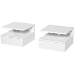 HOMCOM Mesita de Noche Mesa Auxiliar con 2 Cajones y Base Elevada de Metal para Dormitorio Cama Salón Estilo Moderno y Minimalista 39,5x40x48 cm Blanco y Gris(c-4)