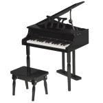 HOMCOM Piano de Cola Infantil con 30 Teclas Taburete y Atril de Partituras Piano para Niños de MDF Instrumento Musical Didáctico 52x50x49 cm Blanco(c-1)