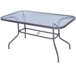 Outsunny Mesa de Centro Exterior Jardín Patio Terraza Rectangular de Metal Bordes Redondeados con Orificio Central para Sombrillas 140x80x70cm(c-2)