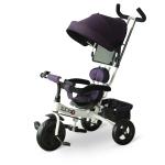 HOMCOM Triciclo para Bebé 4 en 1 Bicicleta para +18 Meses con Capota Manija de Empuje Ajustable Barra Extraíble Reposapiés Plegable Canasta de Almacenaje 92x51x110 cm Gris(c-1)