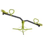 HOMCOM Columpio Balancín para Niños Balancín Infantil para Exteriores Giratorio de 360 Grados Carga 35kg (cada asiento) +3 Años 180x67x53 cm Gris y Verde(c-2)