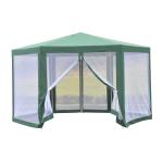 Outsunny Carpa Gazebo 3,9x2,5m tipo Cenador Hexagonal con Mosquitera para Jardín y Terraza φ3.9m de Poliéster Repelente al Agua Color Crema(c-3)